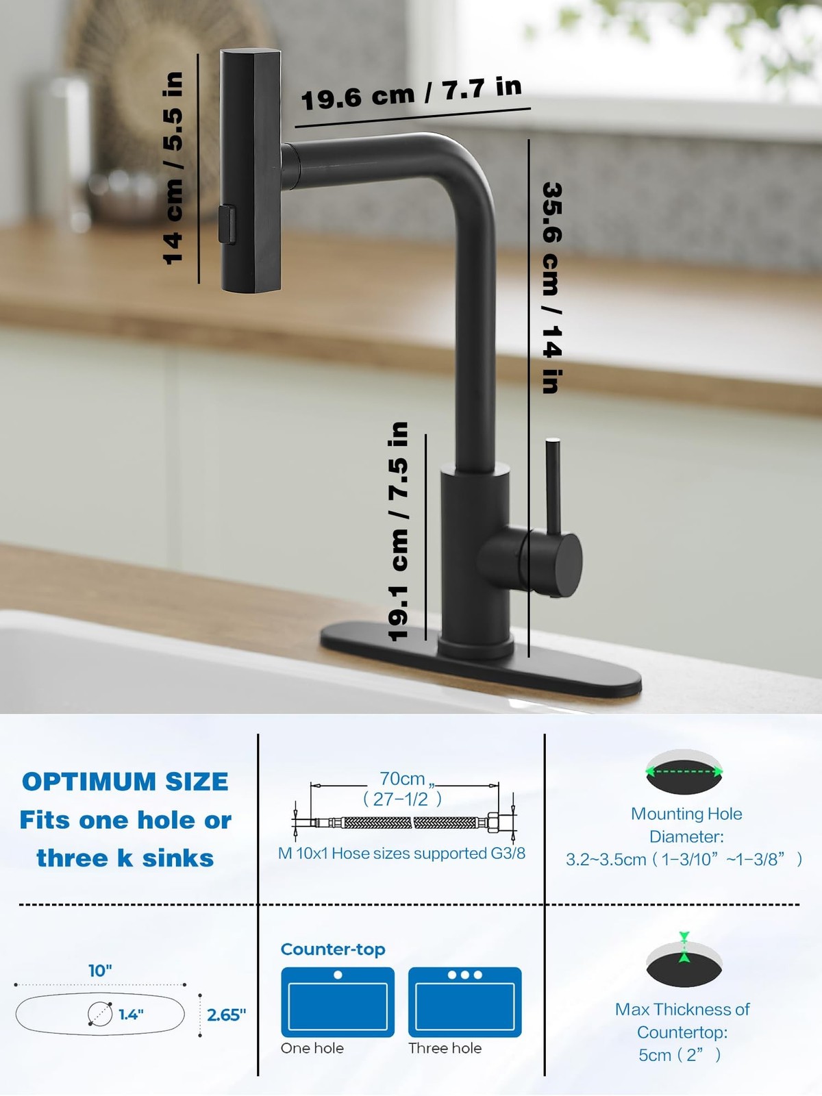 JOOM JU011B01 Kitchen Faucet with Pull Down Sprayer Matte Black