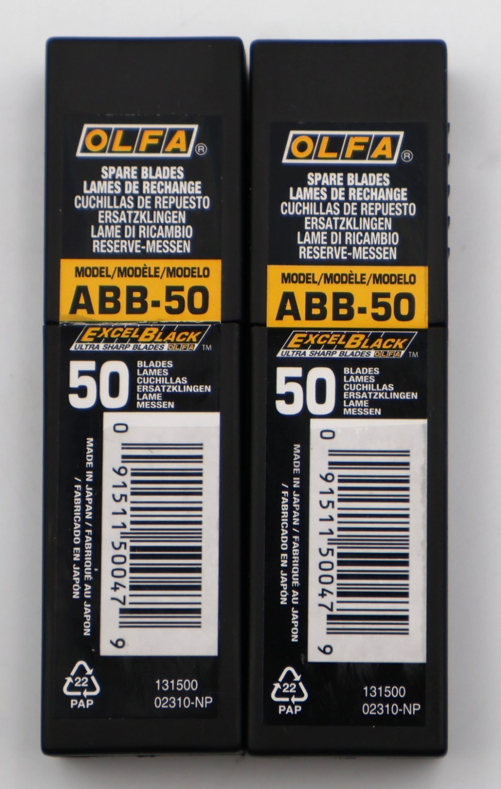 2-PACK OLFA ABB-50B 9mm Snap Off Ultra Sharp Replacement Blades 50 Blades - NEW