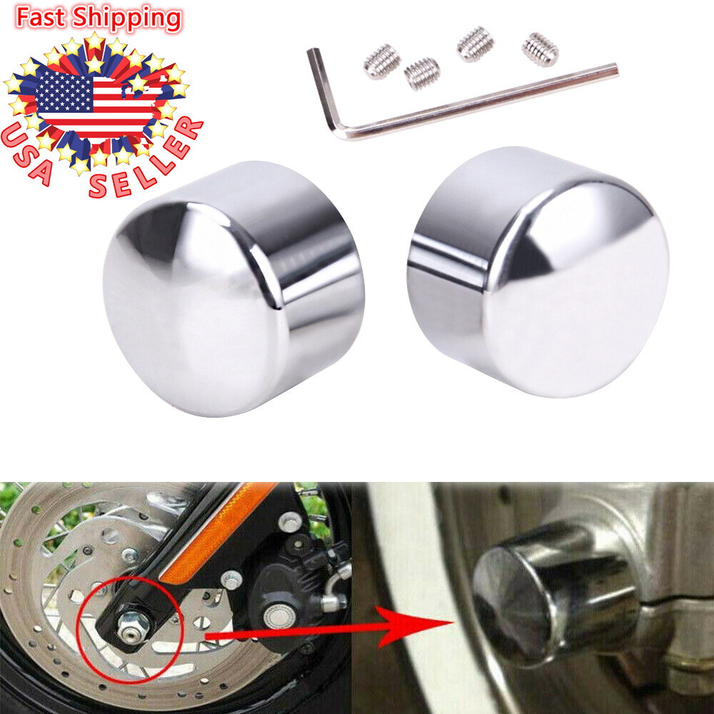 Chrome Front Axle Cap Nut Cover For Harley Dyna Softail Touring Fatboy Sportster