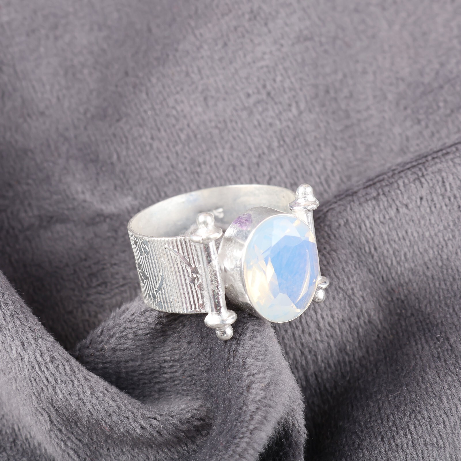 Milky Opal Gemstone 925 Sterling Silver Ring Handmade Jewelry Ring For Gift