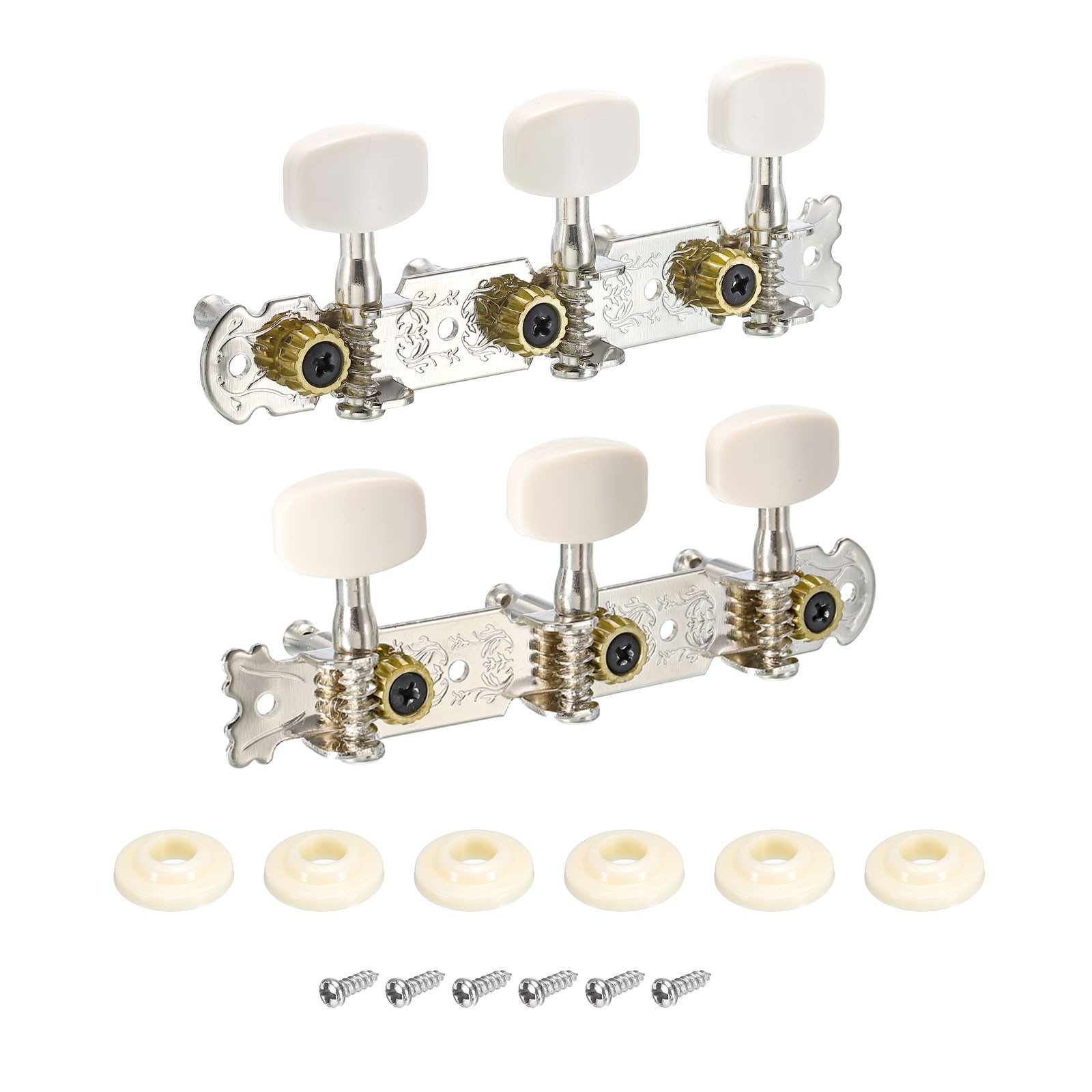 Classical Guitar String Tuning Pegs Chrome Plated Machine Heads 3L 3R White