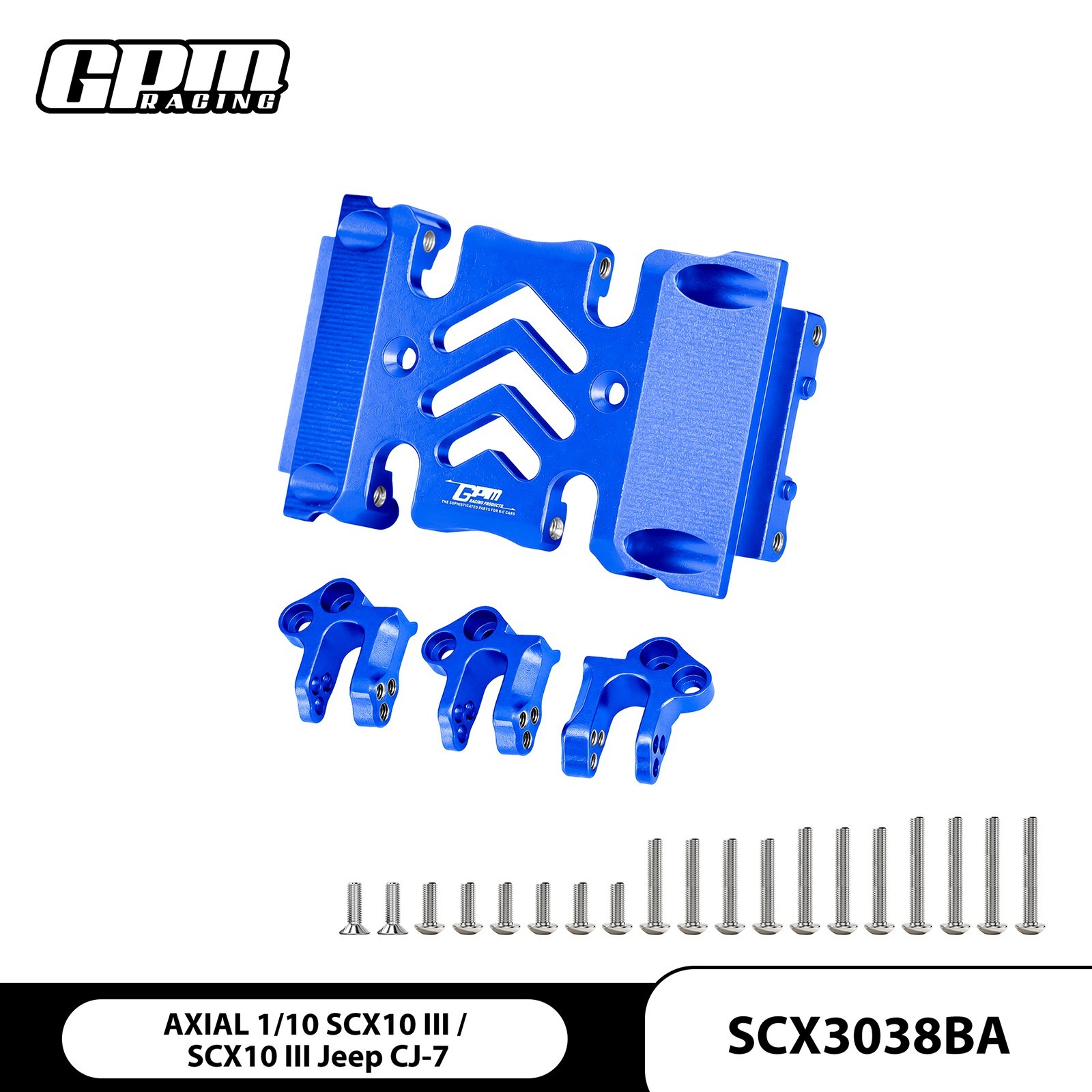 GPM Alloy 6061 Skid Plate & Upper Link Mount AXIAL SCX10 III Jeep Wrangler CJ-7