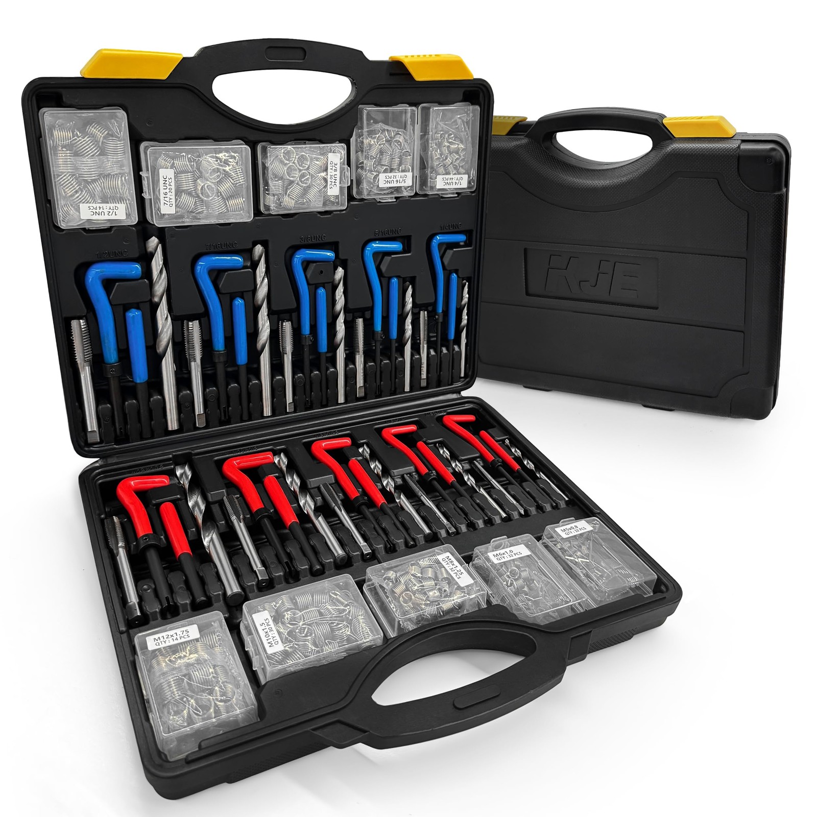 KJE 322PCS Helicoil Thread Repair Kit, Metric (M5-M12) 322PCS, Black & Yellow