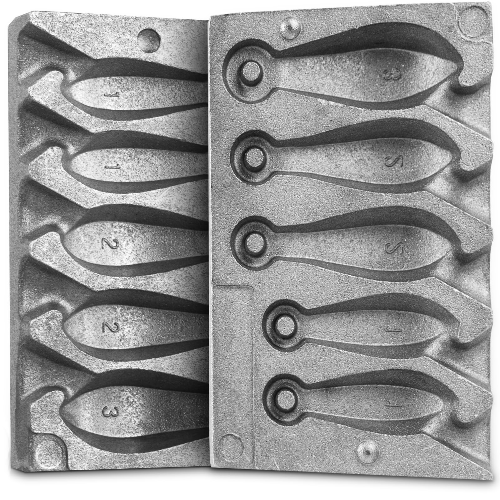 Cyiwniao Sinker Mold 1.2.3-Ounce with 5 Cavities Fishing Weight 1, silver