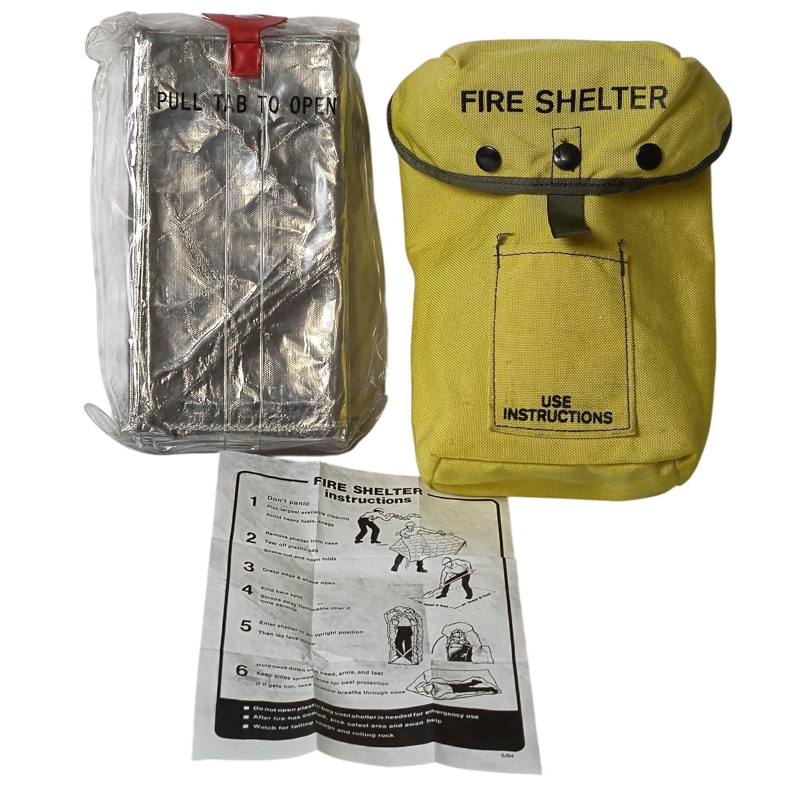 FSS Fire Shelter Case Clips Sealed Blanket Instructions Wildland Emergency 4/87