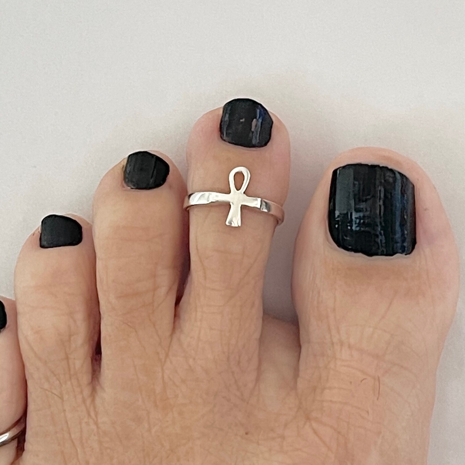 Sterling Silver Ankh Toe Ring, Cross Toe Ring, Silver Rings, Religious Ring