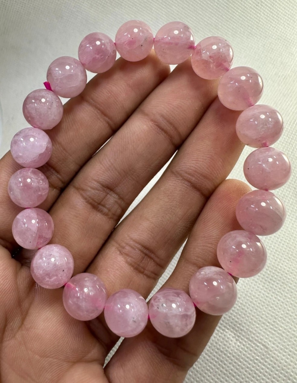 Top Quality Gemstone Rose Quartz Stretchable Bracelet Handmade