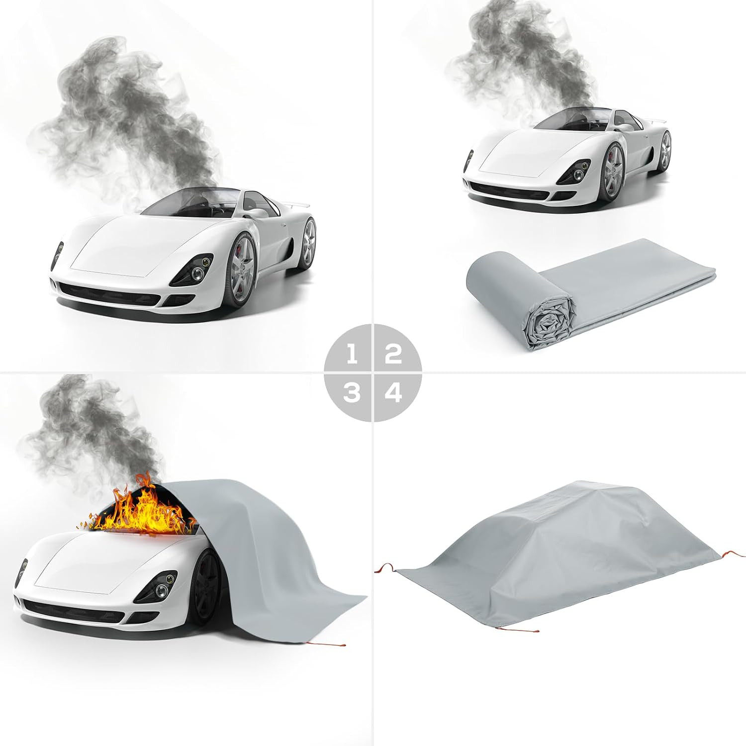 Car Fire Blanket, Large Fireproof Blanket Fire Extinguisher Blanket for Electric