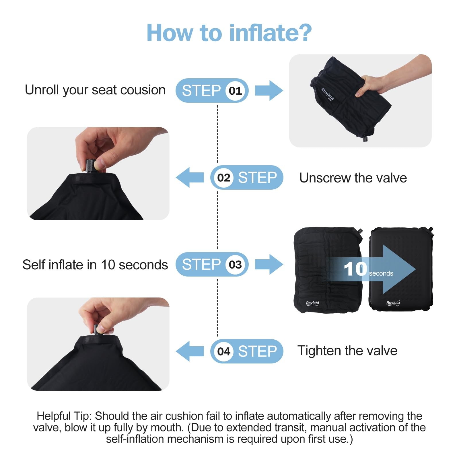 Self-Inflating Airplane Seat Cushion for Long Flights – Portable Travel Cushion