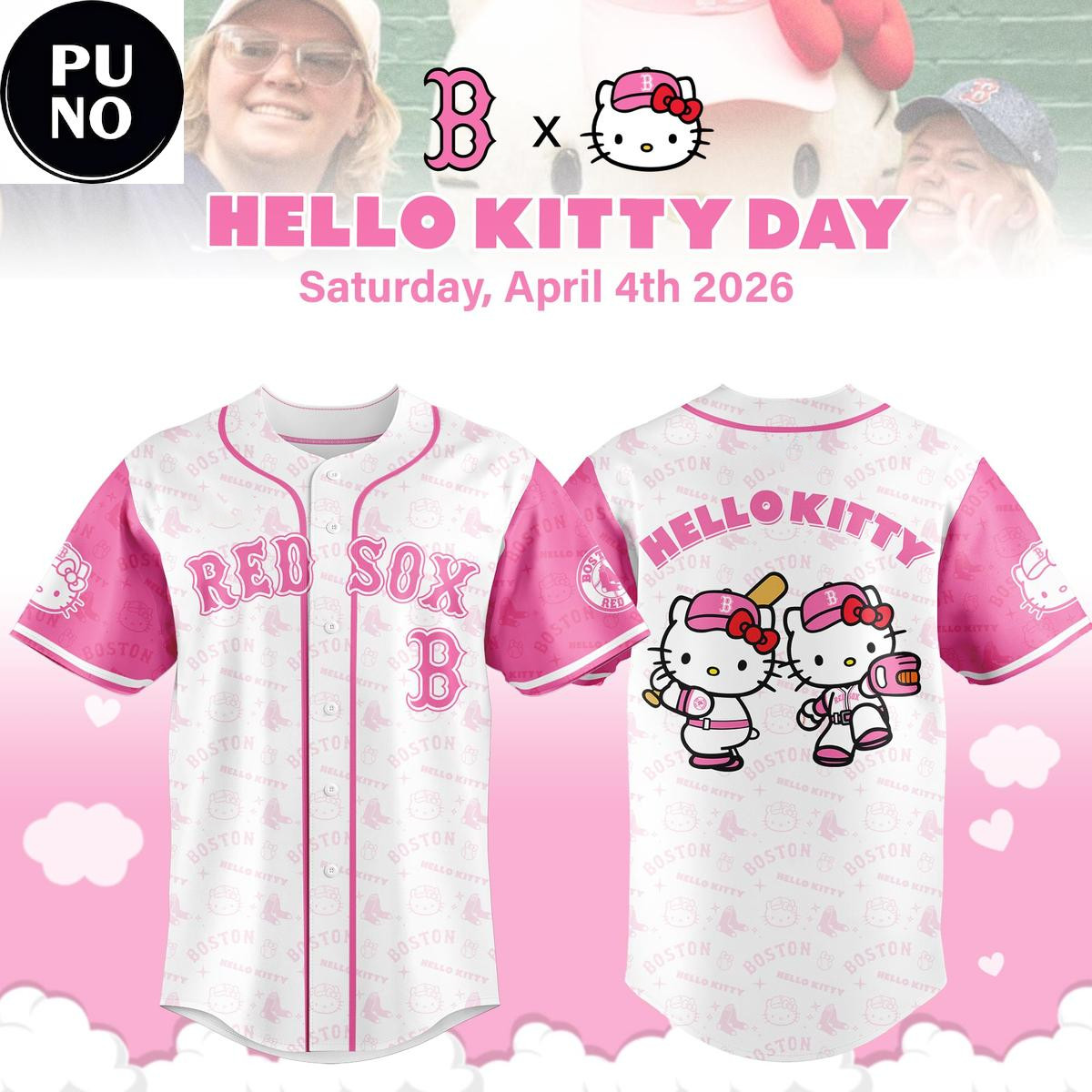 Custom Name - RedSox Kitty Day 2026 Pink Baseball Jersey - All Size