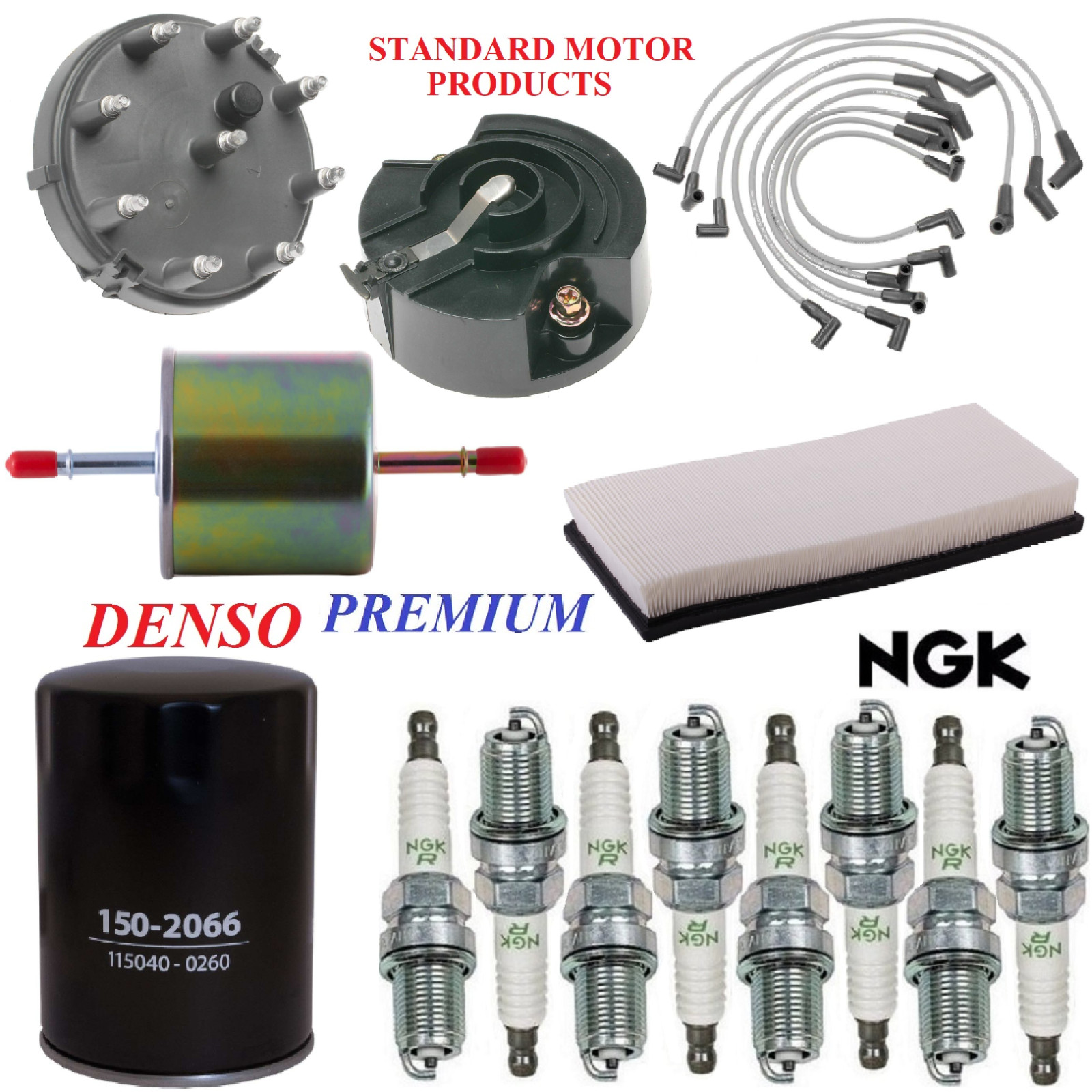 Tune Up Kit Filters Wire Plugs For FORD BRONCO V8 5.8L; W/ Screw-On Rotor 92-93