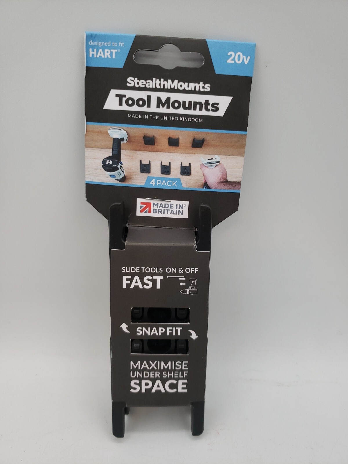 Hart 20V Battery Slot Tool Holder Mounts set of 4 pieces color BLACK