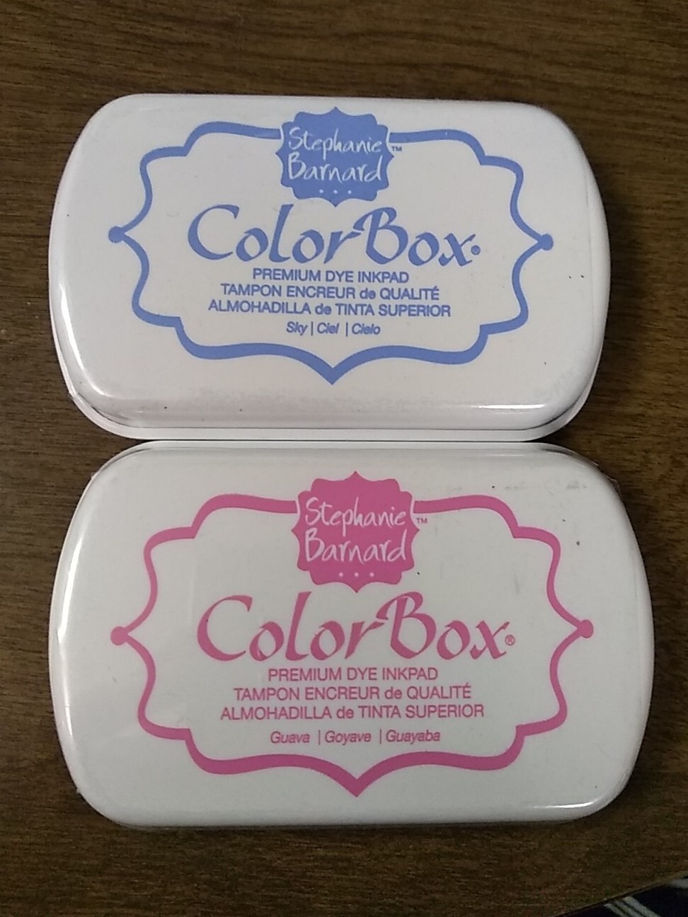 Lot of 2 New in Package Color Box  Vintage NOS Stamp Pads Sky & Guava