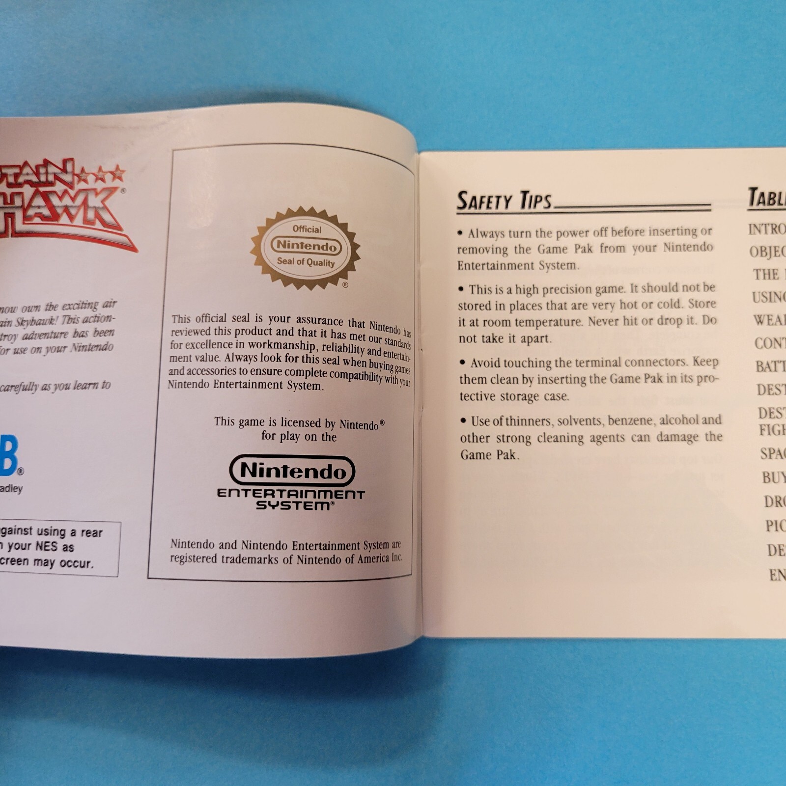 captain skyhawk nes Manual
