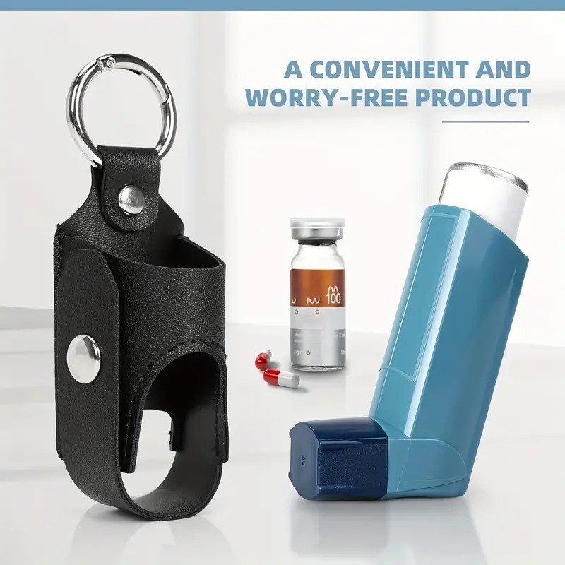 Inhaler Black Holder Case Keyring Travel COPD Asthma