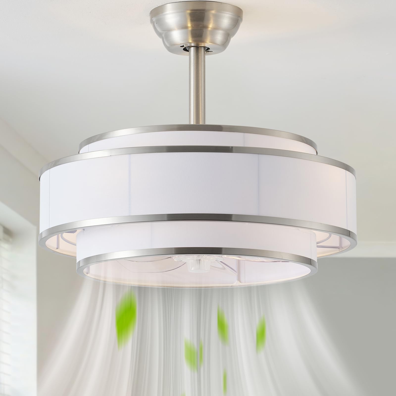 20" Caged Ceiling Fans with Lights and Remote, Fandelier Ceiling Fan with Lig...
