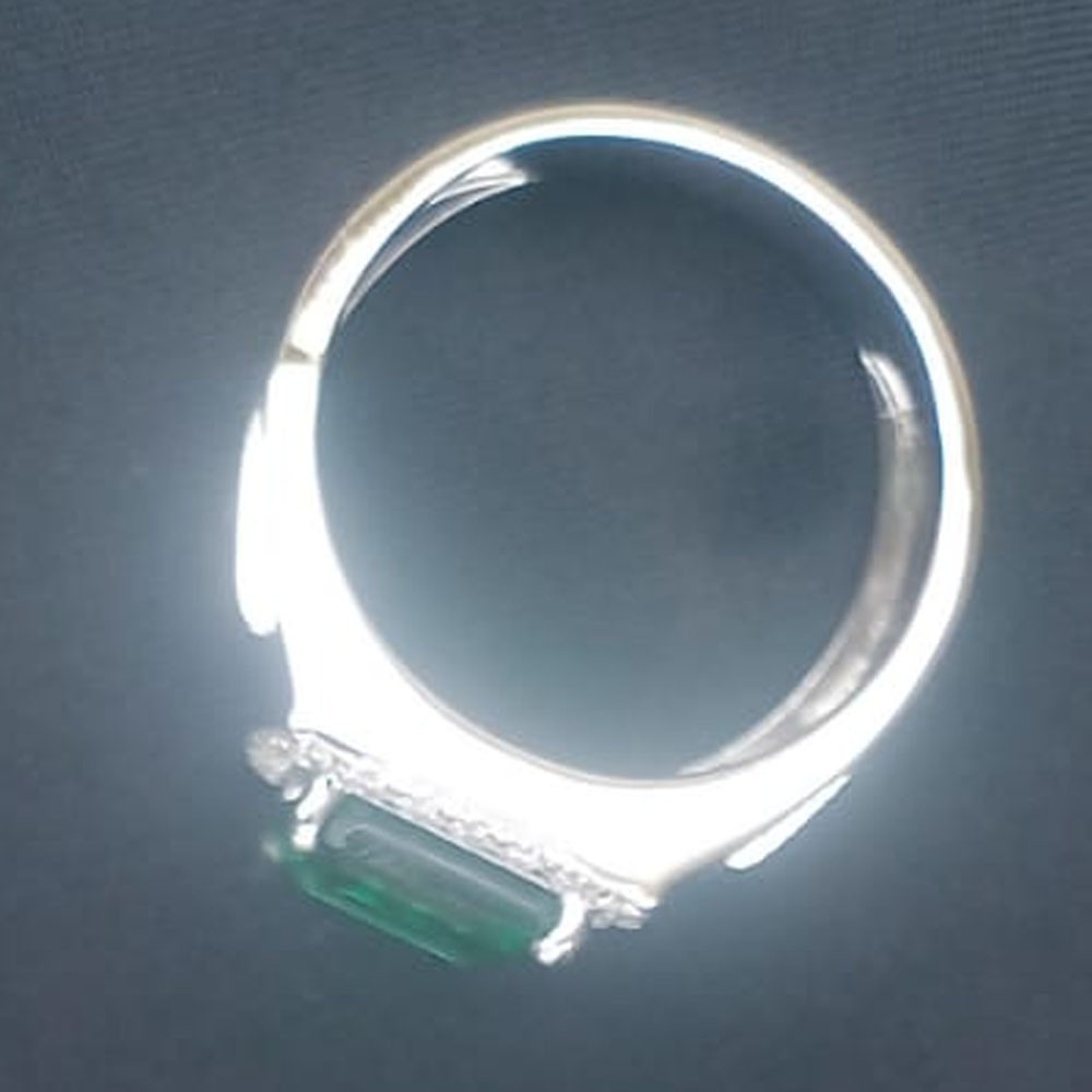 5.90Crt Emerald Natural Green Emerald & Diamond Men's Ring 950 Pt Solid Platinum