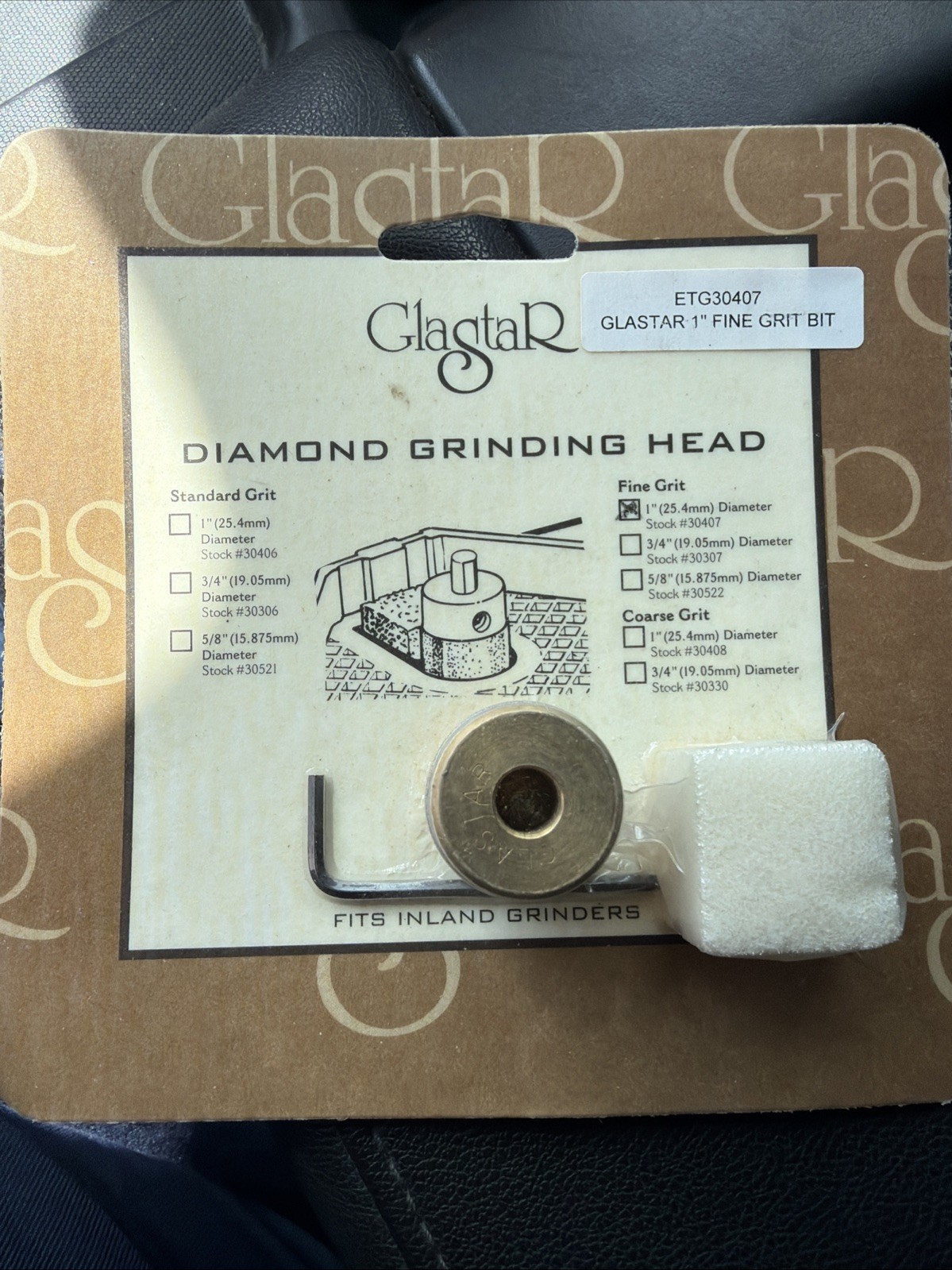 GLASTAR Specialty Diamond Grinding Head Standard Grit 1” (25.4mm Diameter 30407)