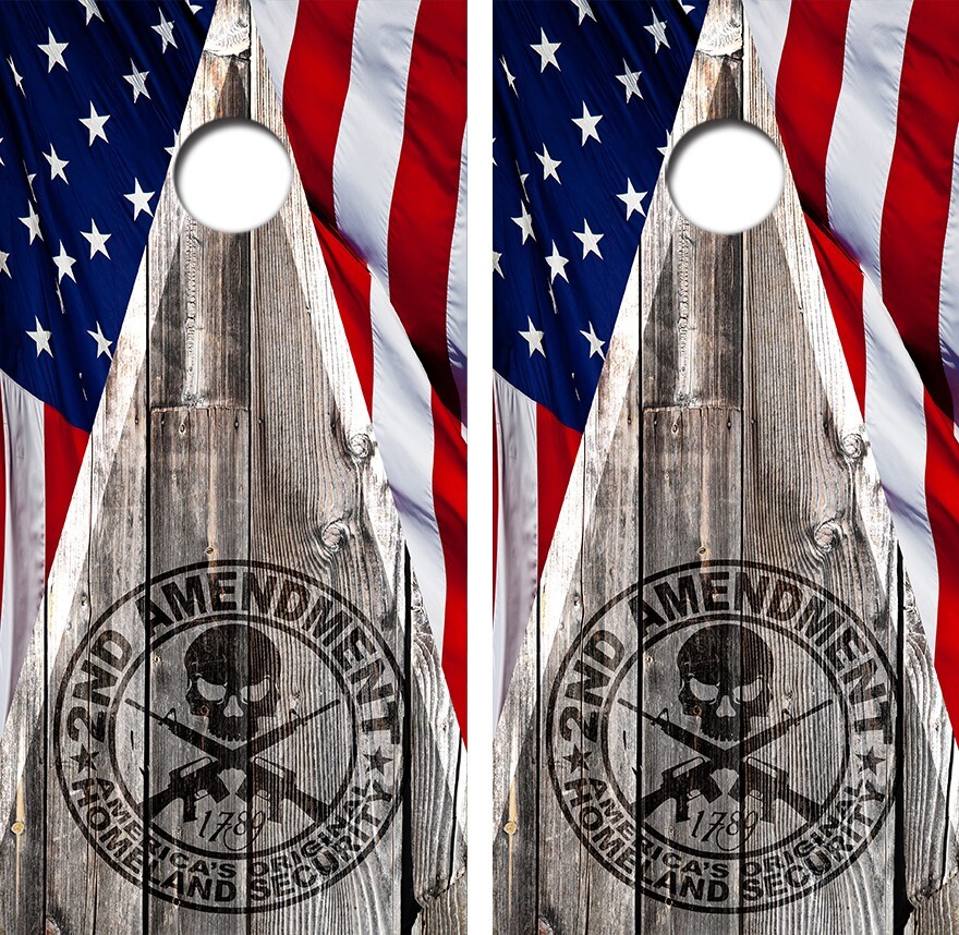 Patriotic 2nd Amendment Cornhole Board Wrap LAMINATED Decal Vinyl Sticker #4812