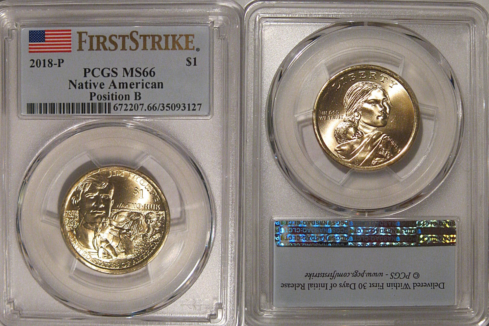 2018 P Native Sacagawea Dollar $1 PCGS MS66 Position B FIRST STRIKE
