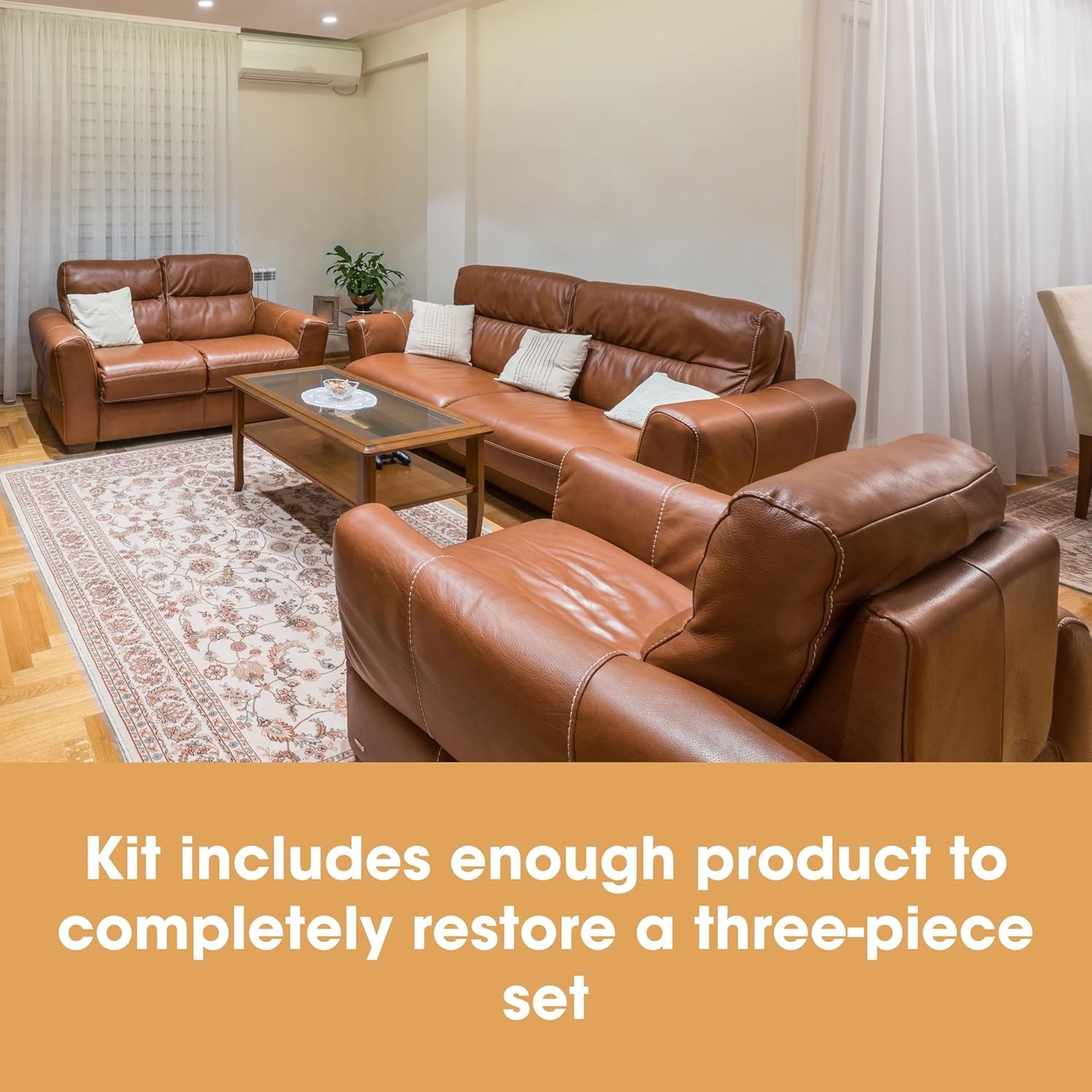 Leather Complete Restoration Kit | with Leather Recoloring Balm, Cleaner, 2-i...