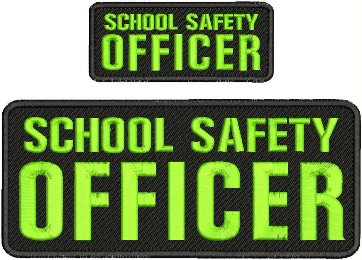 Collectible 2 Embroidery Patch ''School S O '' 4x10 and 2x5 Lime Green On Black