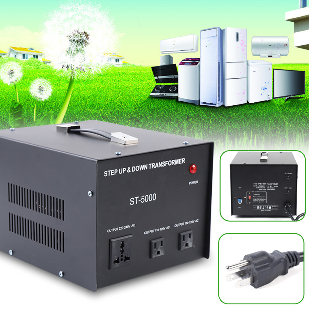 5000W Watt Step Up Down 110V-220V Power Voltage Converter Transformer Black Home