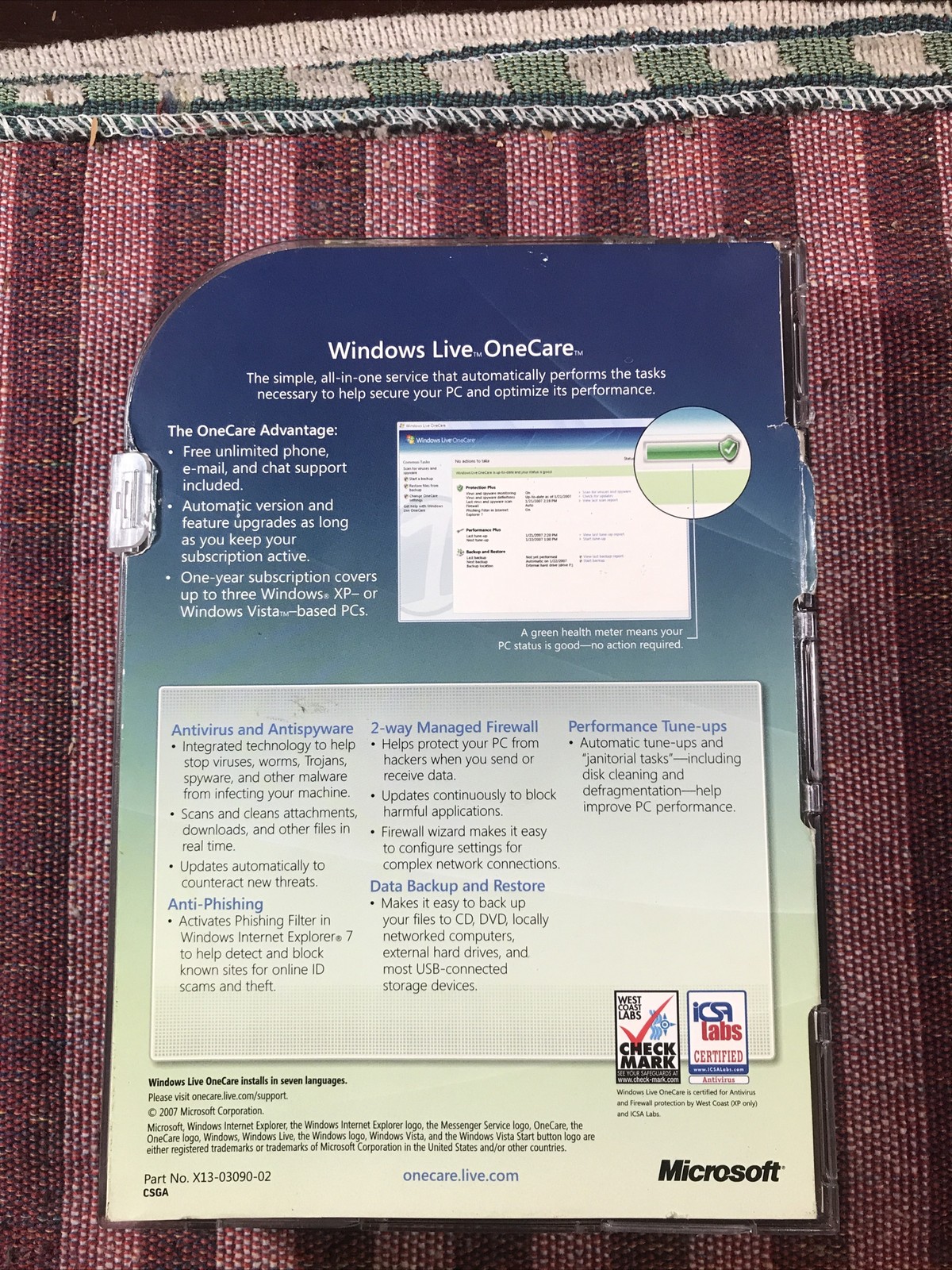 Windows Live OneCare All-in-one security and performance service Microsoft