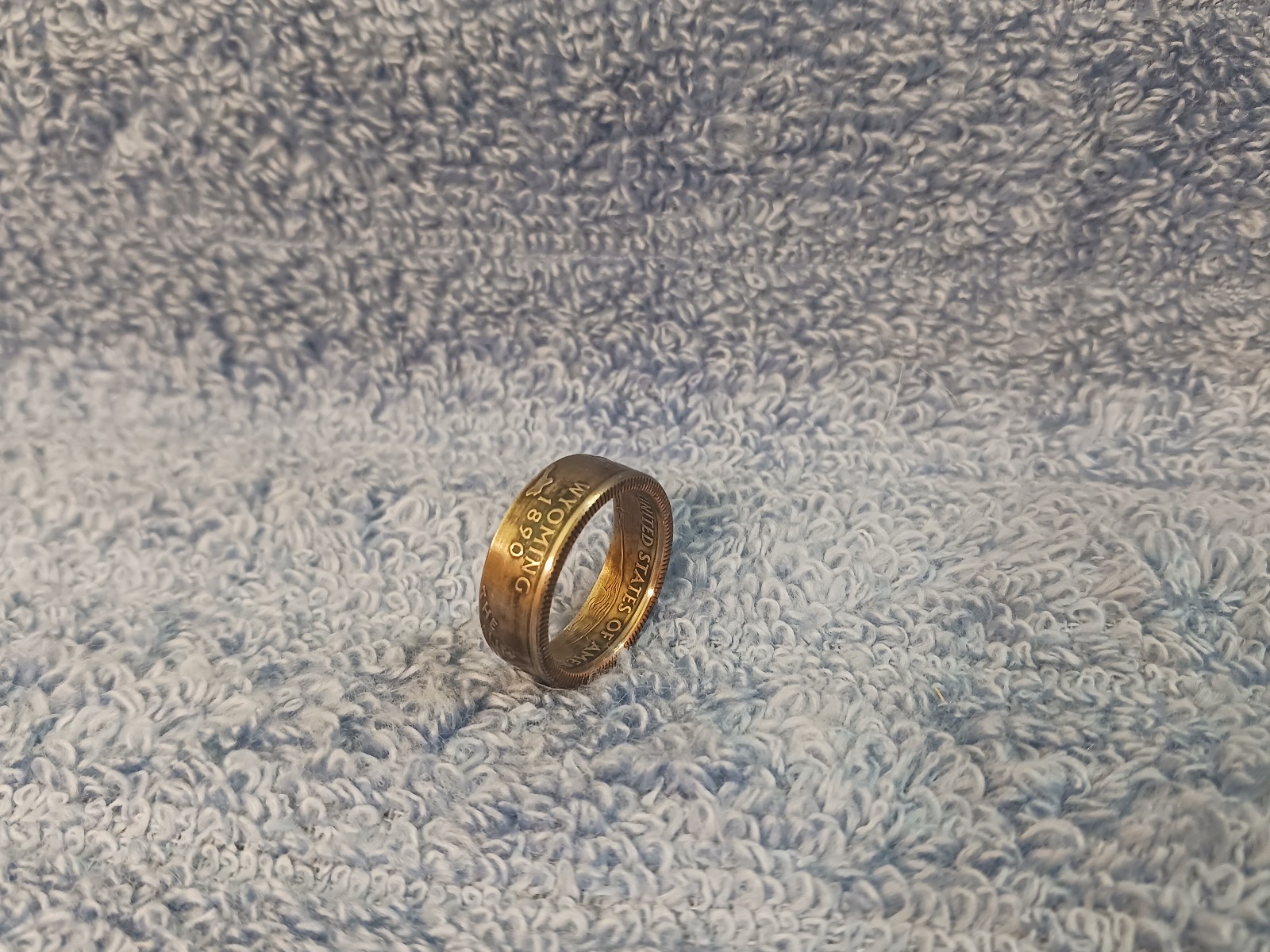 Wyoming state   Washington Quarters, coin ring, size 7  2007