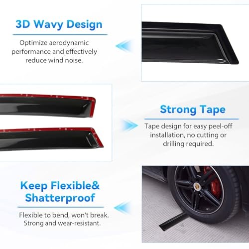 4pcs Front+Rear Smoke Tint Sun/Rain Guard Outside 1995-2005 Cavalier & Sunfire