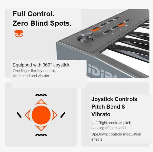 Midiplus TINY+ Portable USB MIDI Keyboard 32 Mini Key Drum Pad Travel Compact PC