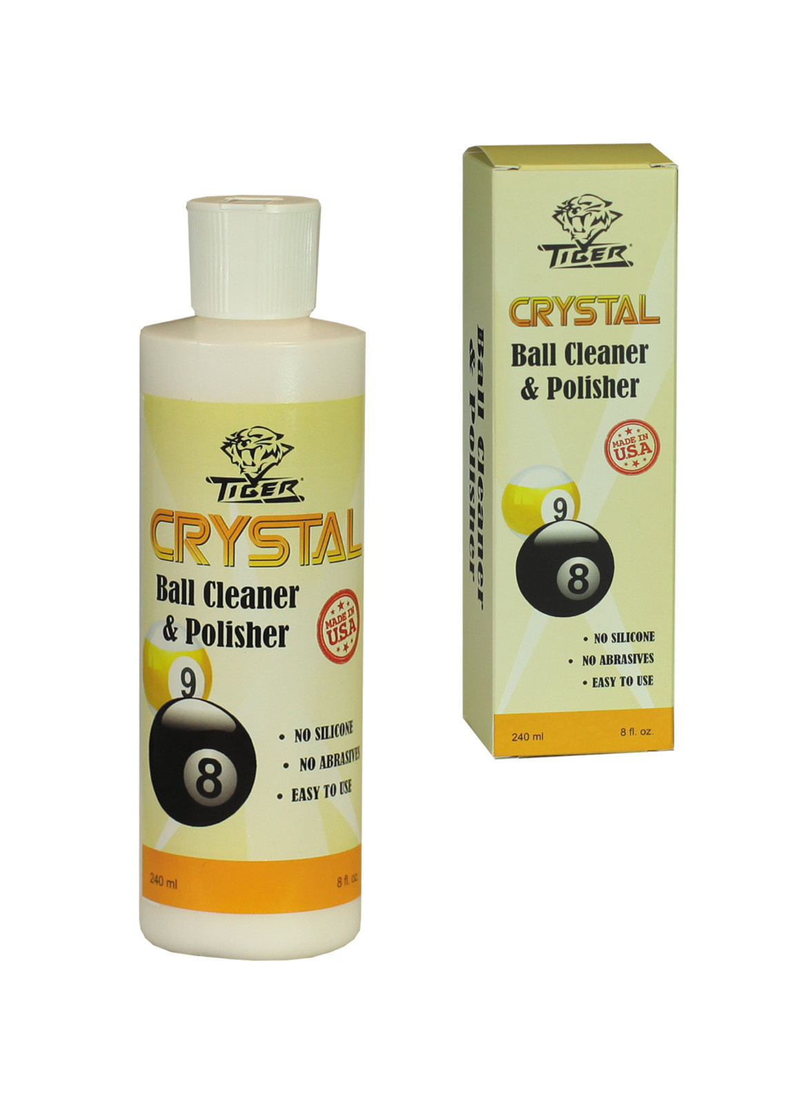 1 New Tiger Crystal Pool Ball Cleaner & Polisher 8 ounce (240 ml.) Bottle
