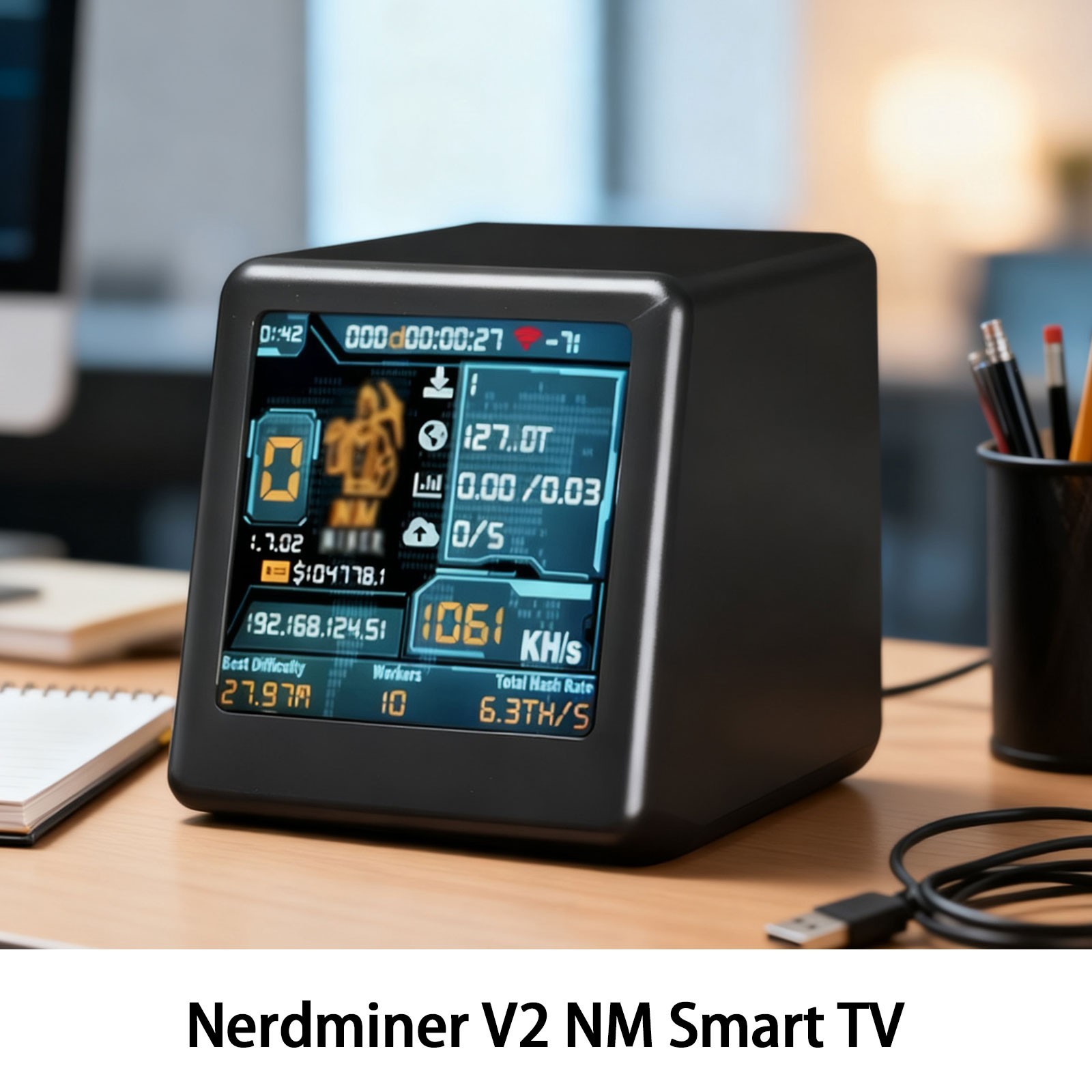 1060KH/s NerdMiner NMMiner V2 ESP32 BTC Solo Miner Crypto Lottery Miner Clock9bR