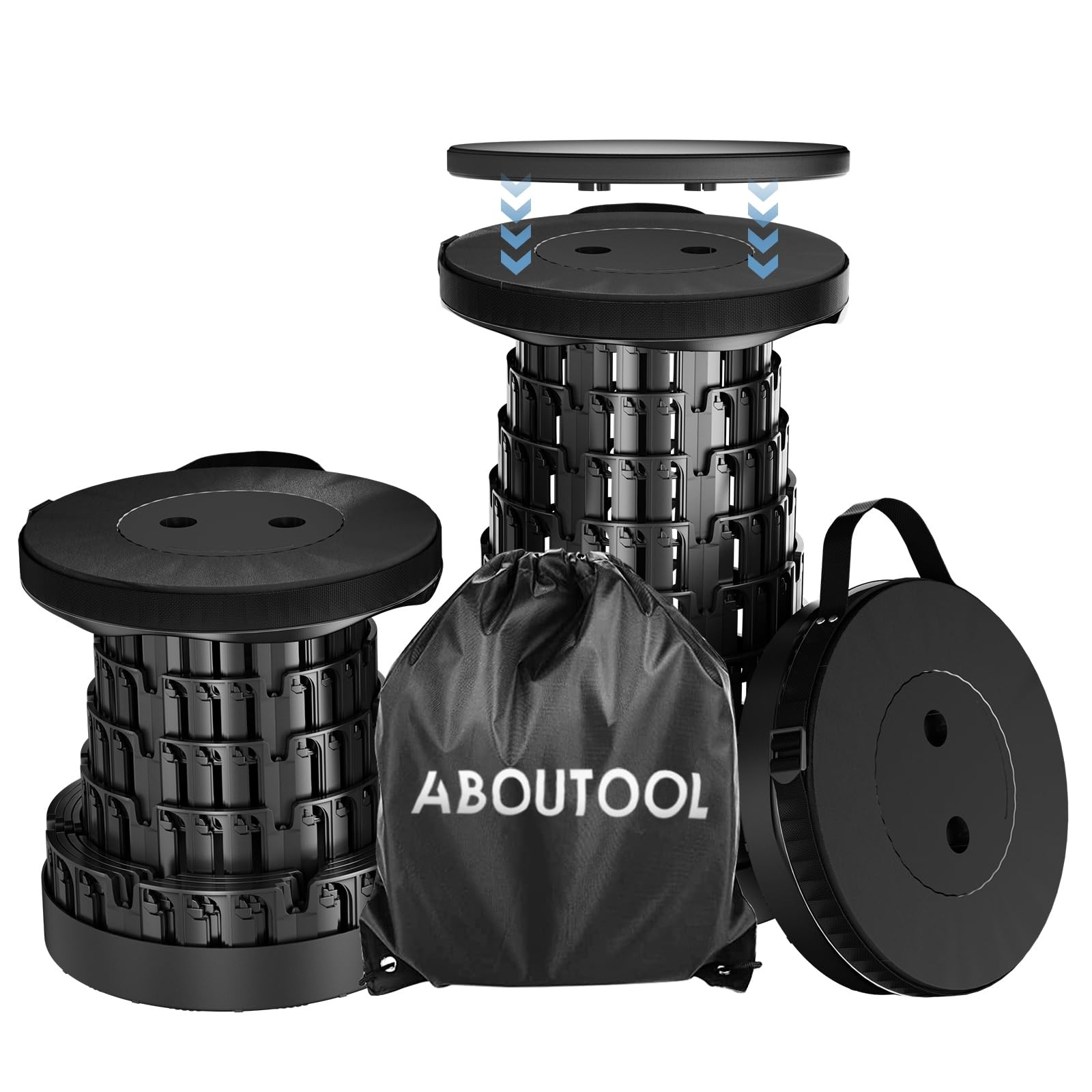 Upgraded Collapsible Stool with Removable Cushion & Waterproof Carry Bag - Po...
