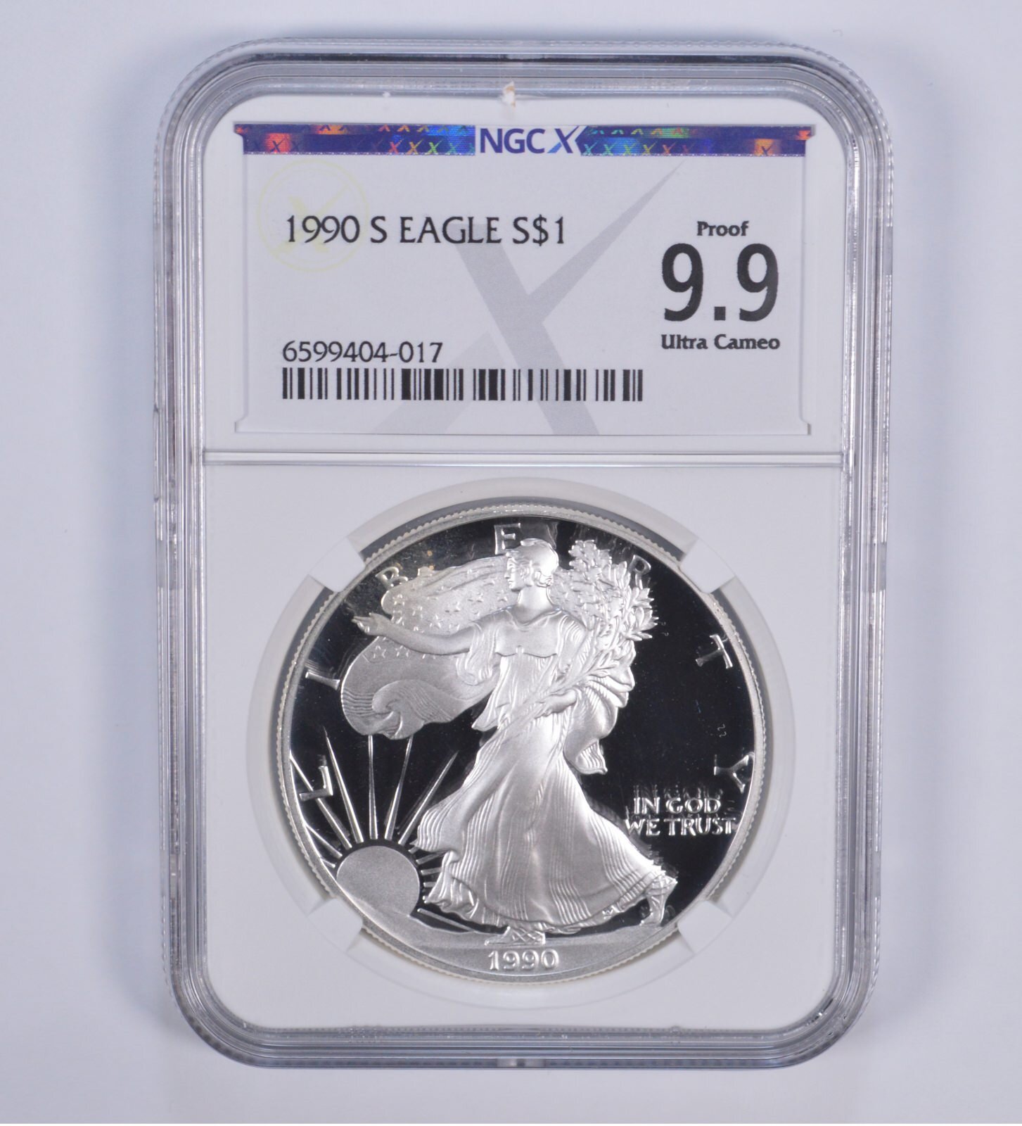 1990-S American Silver Eagle $1 Proof 9.9 NGC X NGCX - Almost PERFECT