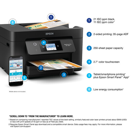Epson WorkForce Pro WF-3820 Wireless Printer - Certified Refurbished
