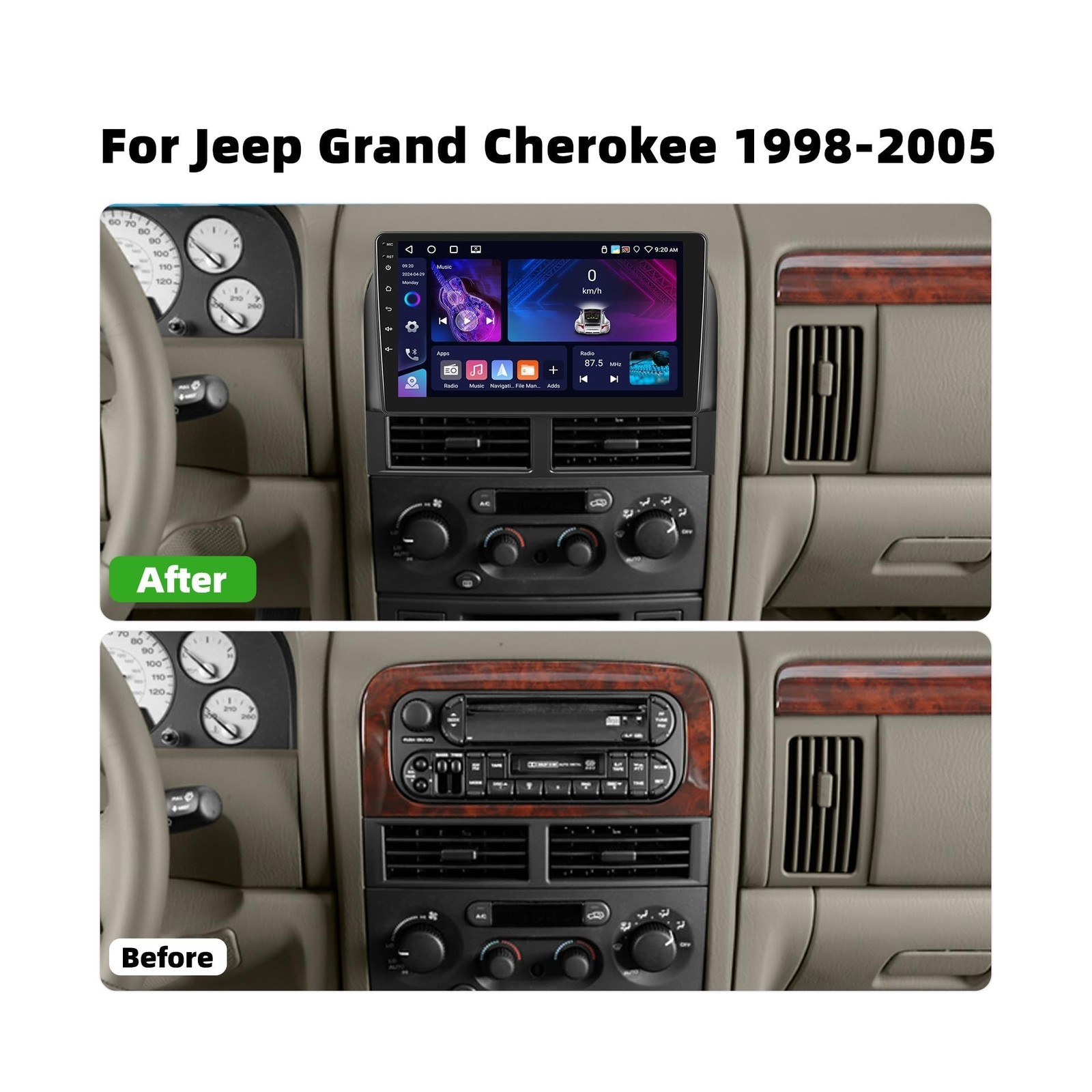 [4G+64G] Car Radio for Jeep Grand Cherokee 1998-2005 with Wireless CarPlay An...