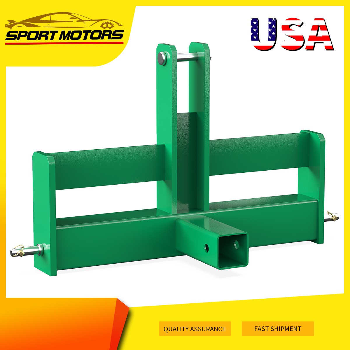 3 Point Hitch 2" Receiver Drawbar with Weight Brackets for Category 1 Tractors