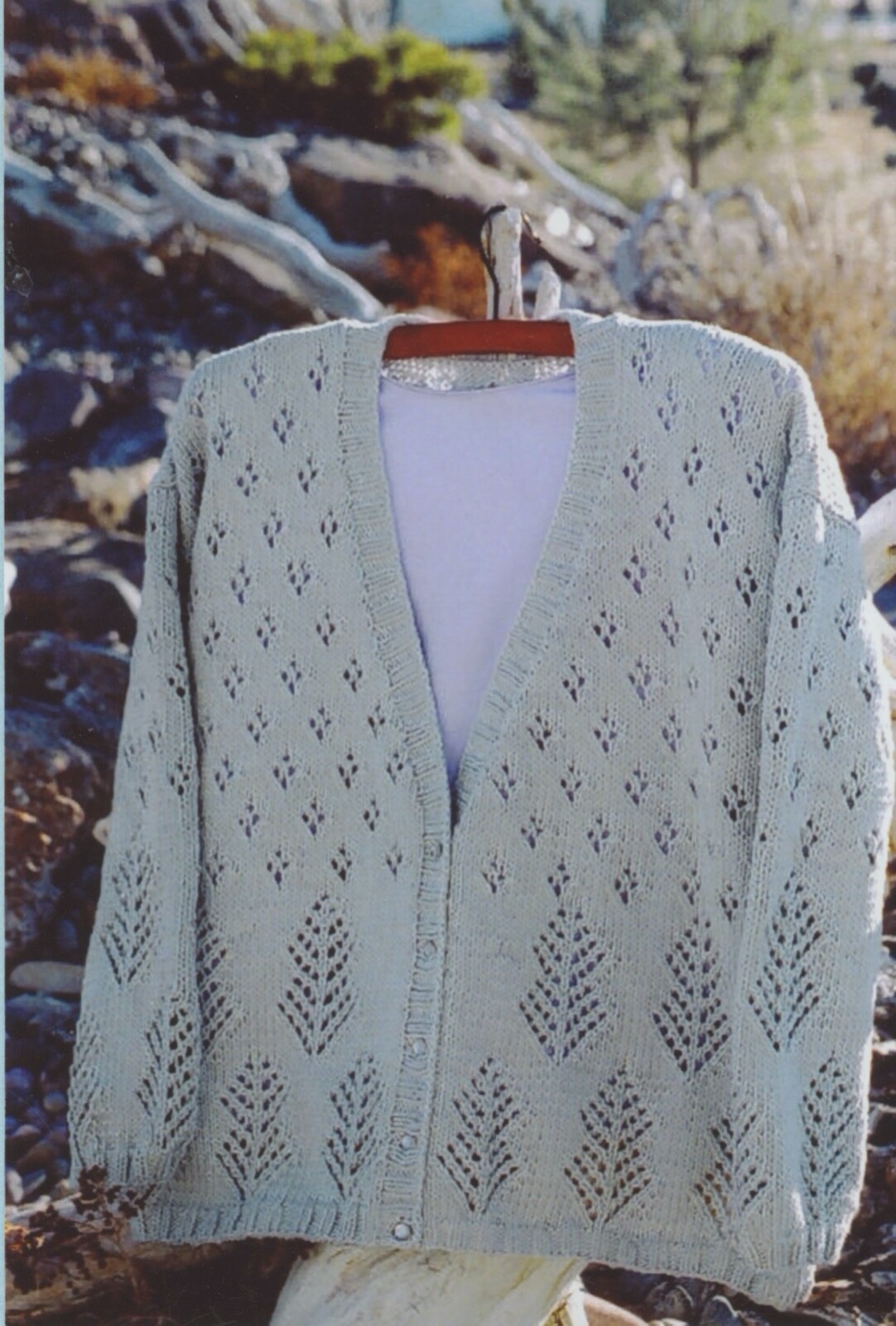 Sarah James Knitting Pattern WJ216 Eyelet Cardigan Women 40"-51"