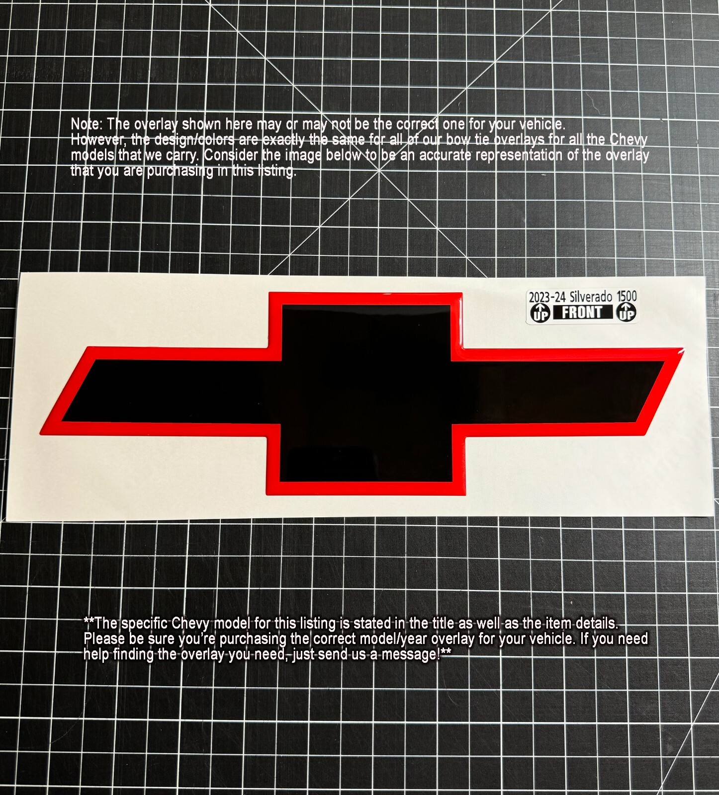 2015-2024 Chevy Suburban &Tahoe *ONLY* DOMED overlay *PRECUT* Black w/redoutline