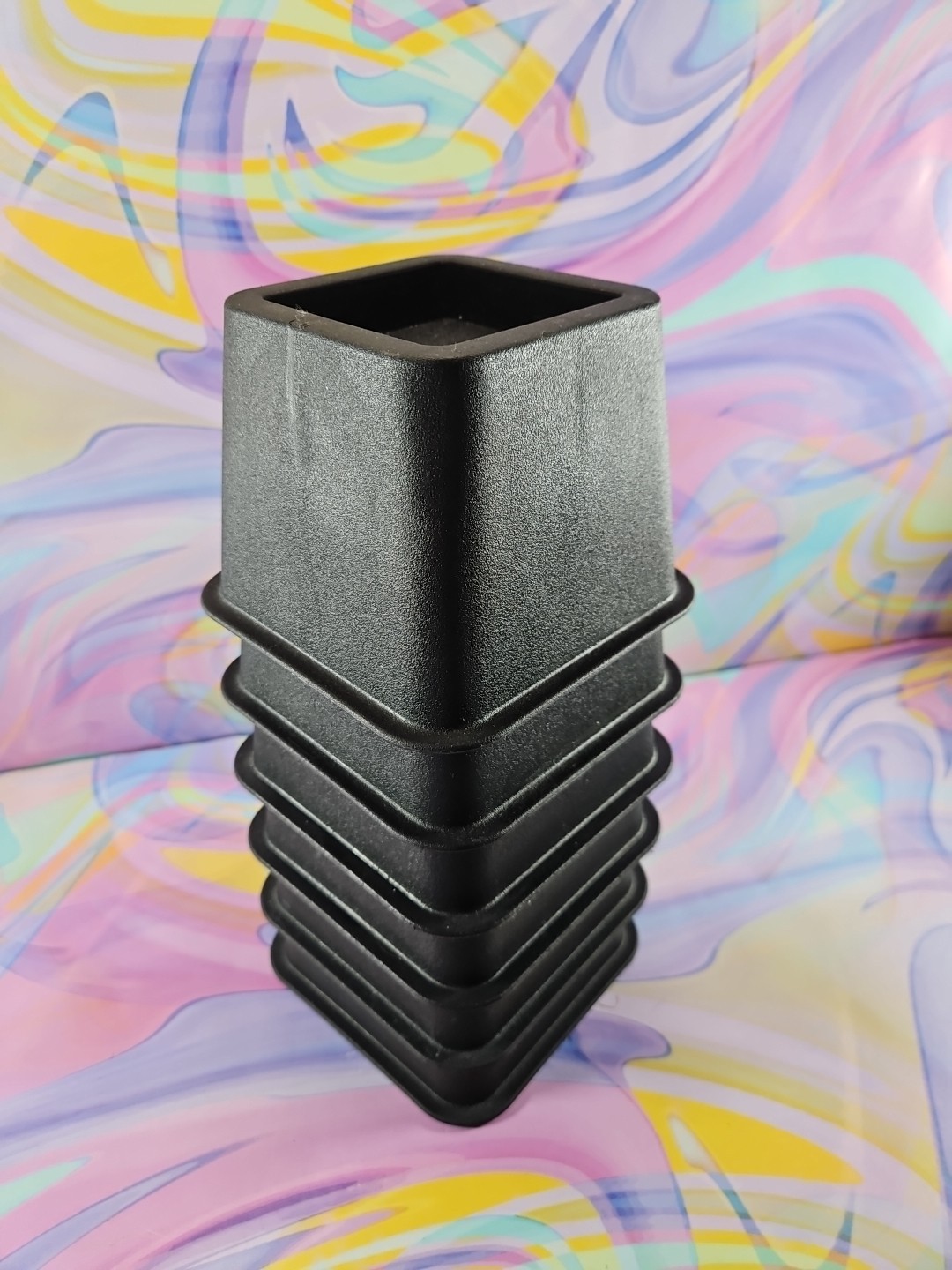 Set of 6 (3.75 Inch) Bed/Furniture Risers, Square, Black 3.75'' H/5.25'' W
