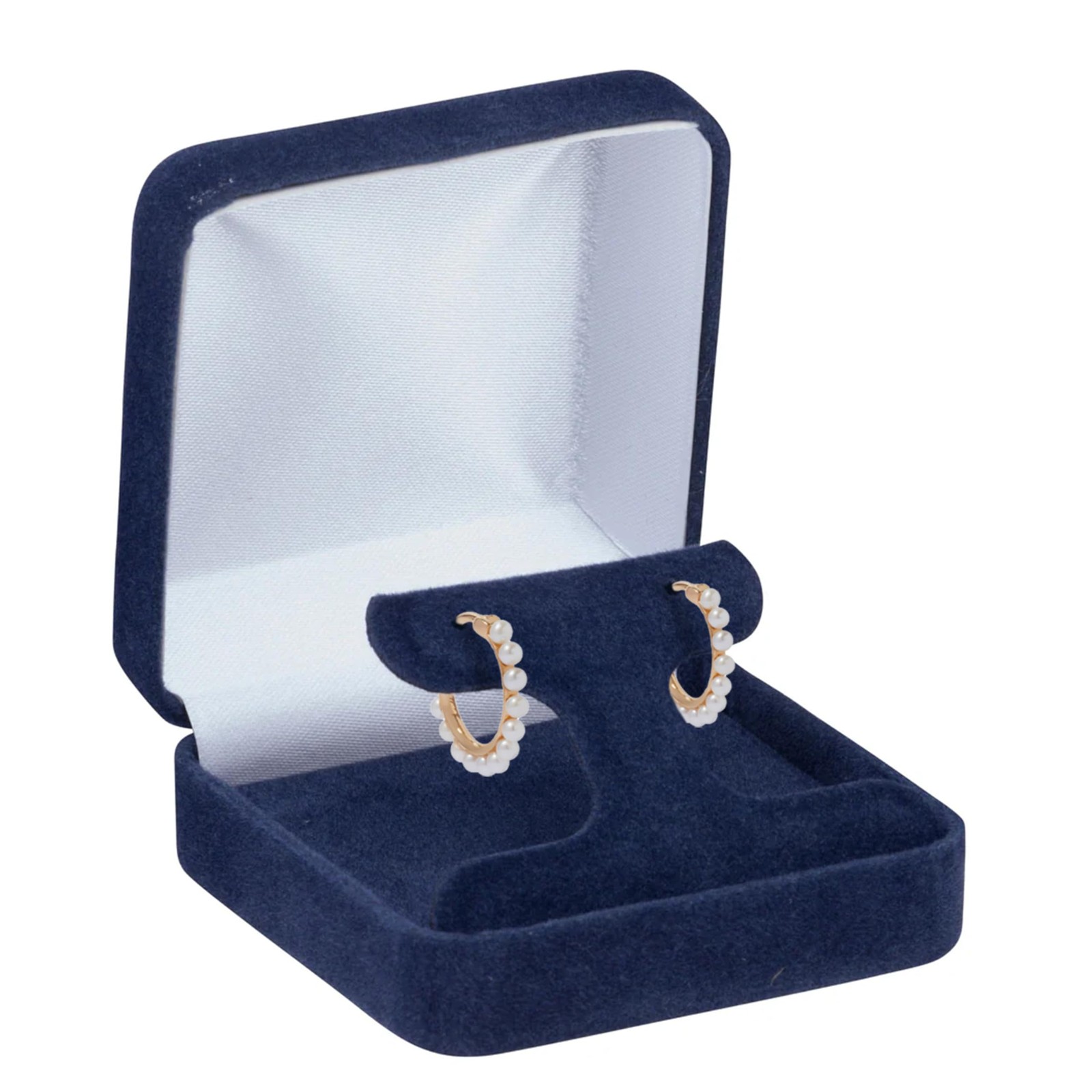 ALLUREPACK Luxury Rounded-Top Velvet T-Style T-style Earring, Navy Blue