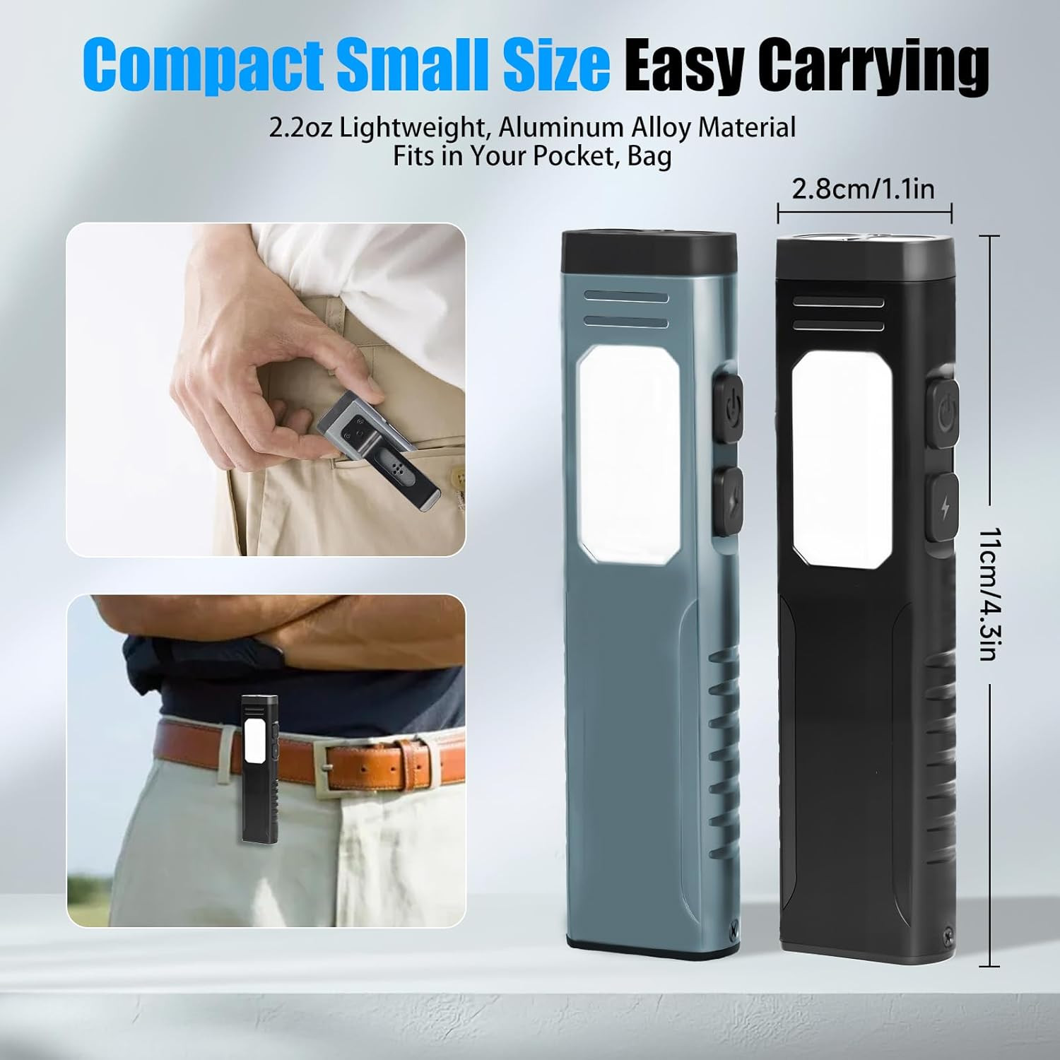 Rechargeable EDC Flashlight, Small Flat Flash Light, Pocket Magnetic Flashlights