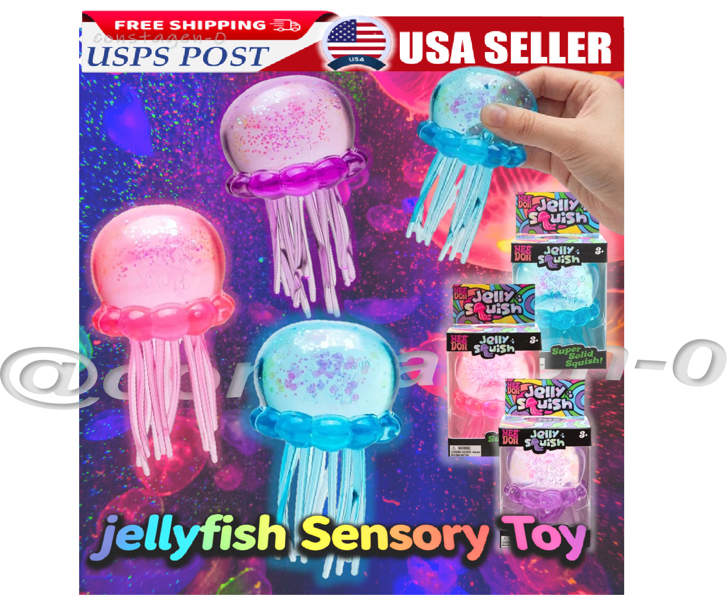 NeeDoh Jellyfish Bunny Jelly Squish Stress Toy Fidget Sensory Squeeze Squishy US