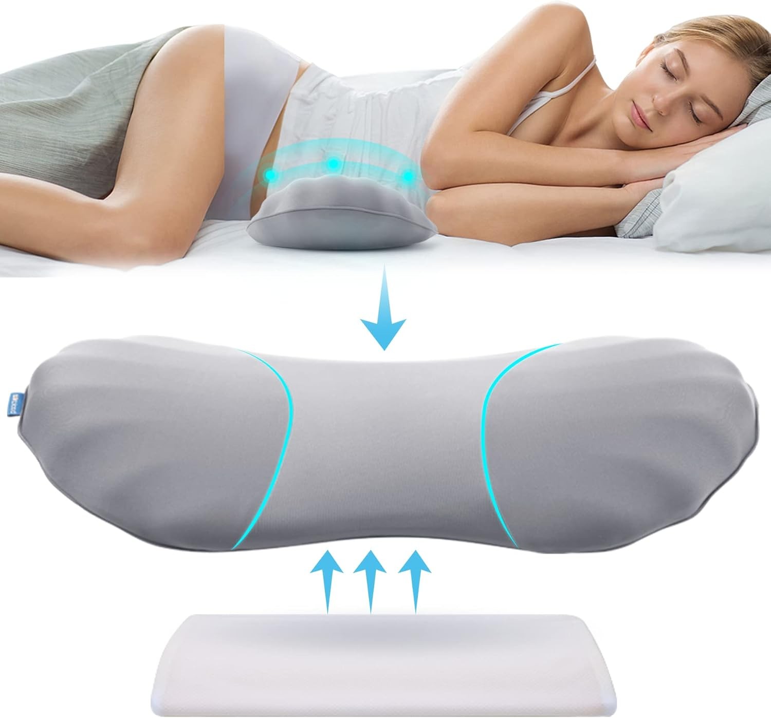 RESTCLOUD Adjustable Lumbar Support Includes a removable pad, Moon Grey