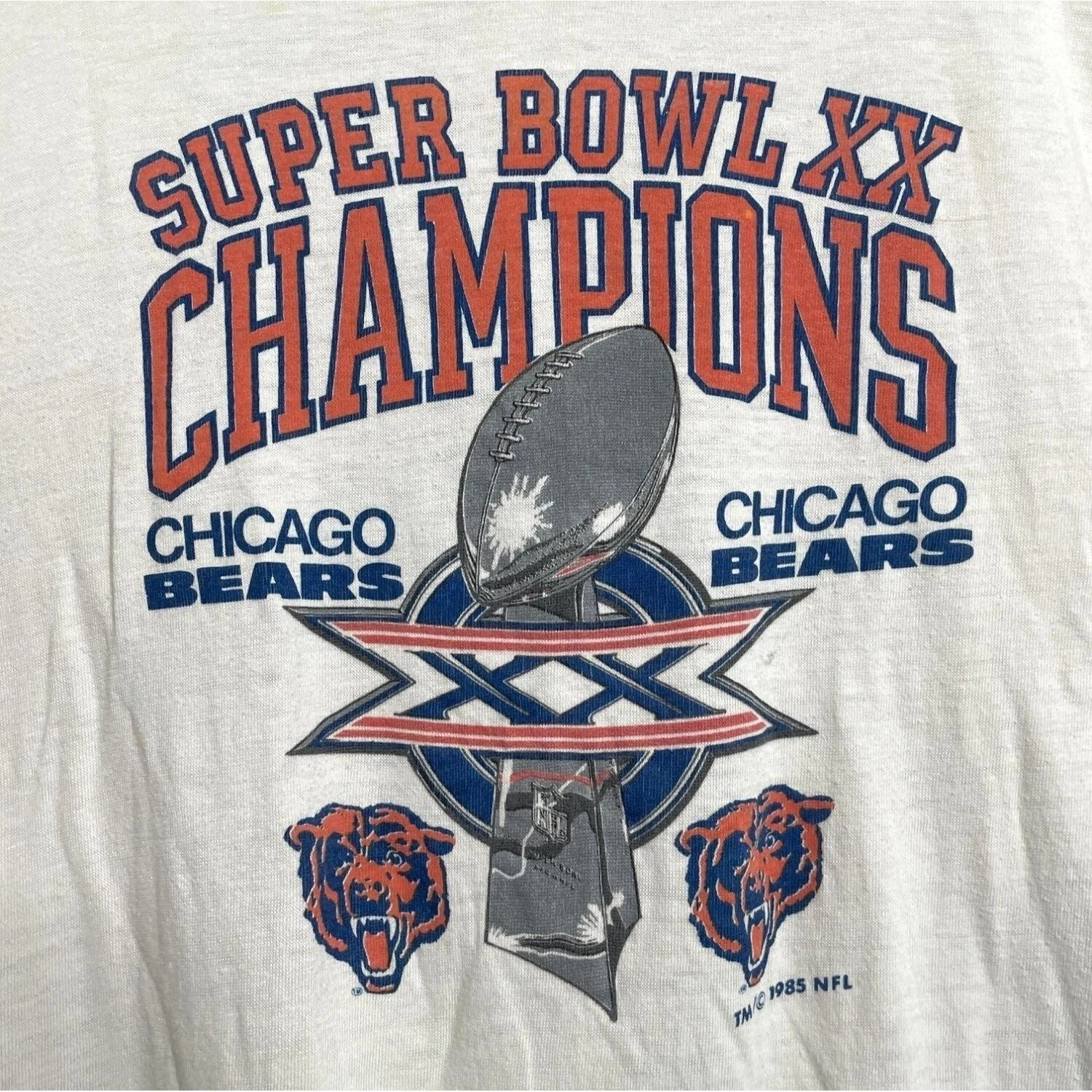 Vintage 1985 Super Bowl XX Champions Chicago Bears T-Shirt VK10852