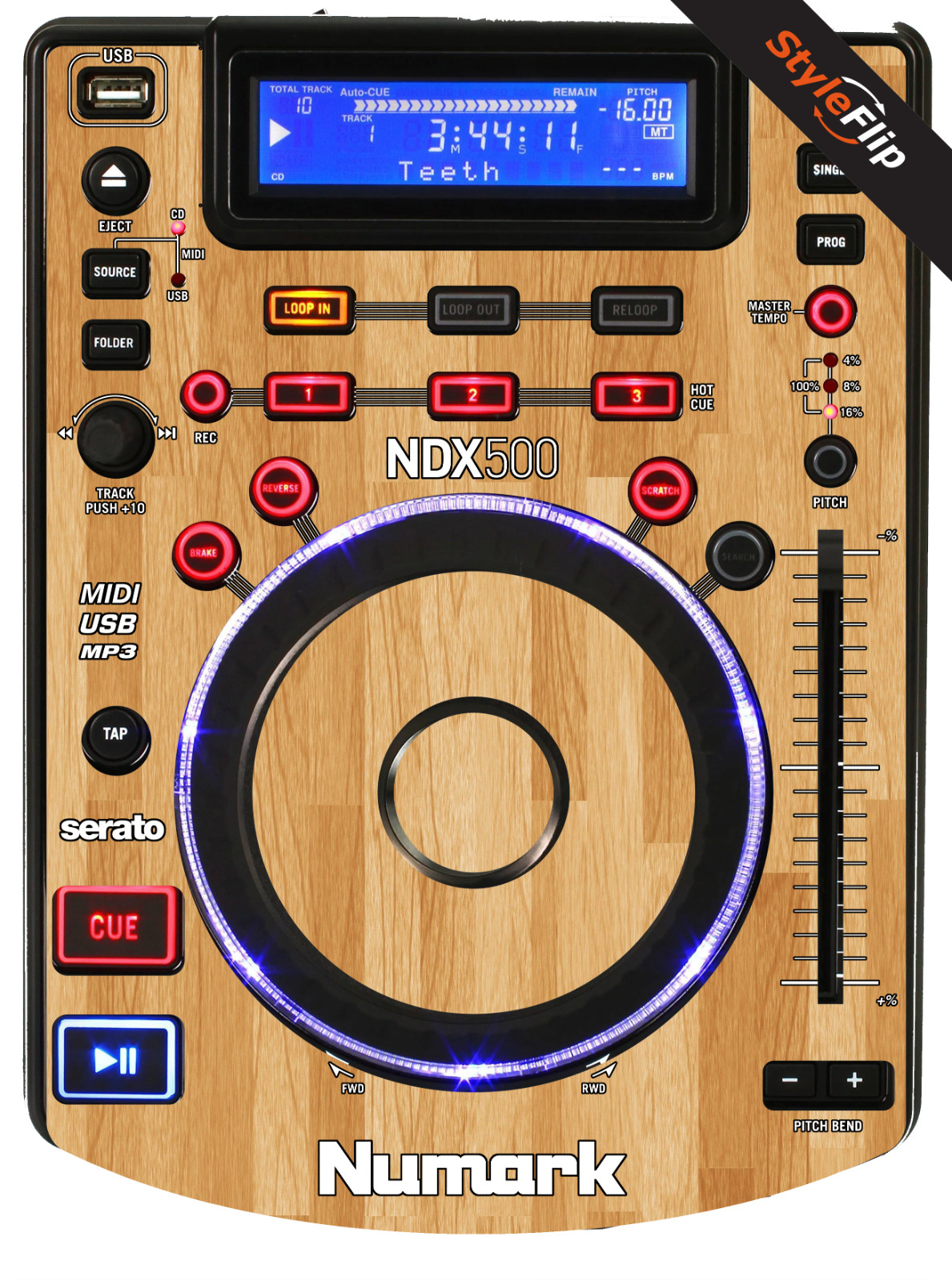 Numark NDX 500 Skin | Color Wood 5 | Protective Decal | StyleFlip Skins