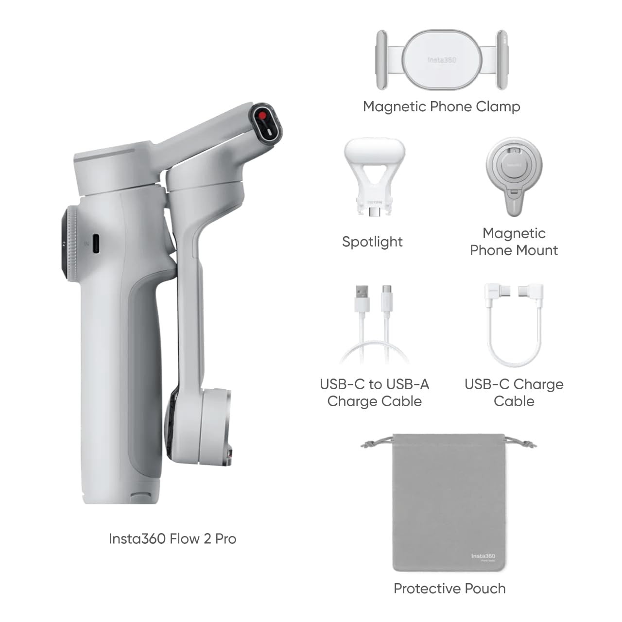 Flow 2 Pro 3-Axis AI-Powered Smartphone Gimbal Creator Bundle - Stone Gray