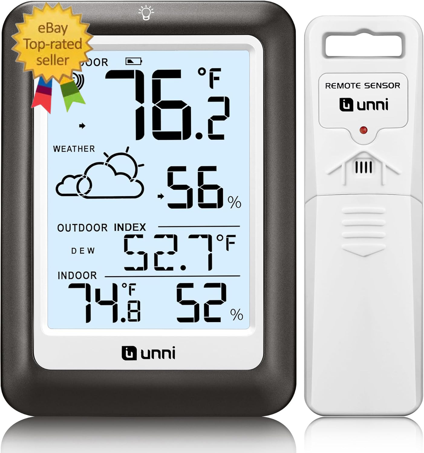 Indoor Outdoor Thermometer Wireless Weather Temperature Humidity Monitor