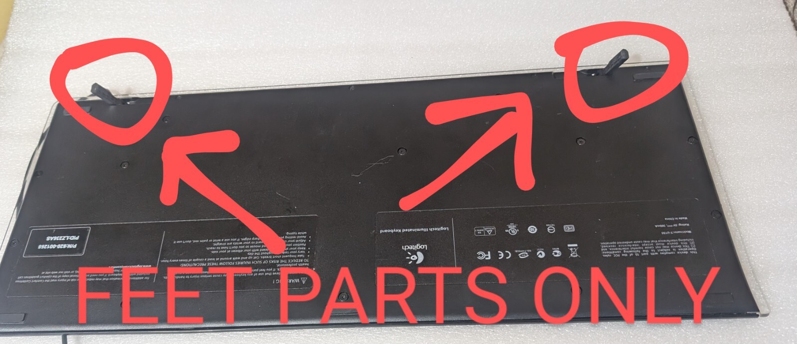 REPLACE 2 Swivel Feet ONLY LOGITECH K740 USB Keyboard Y-UY95 Right Left